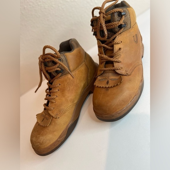 Roper Footwear~Horseshoe Leather Kiltie Boots~Double Stitching~Lace-Up~Size 8 - Picture 1 of 16